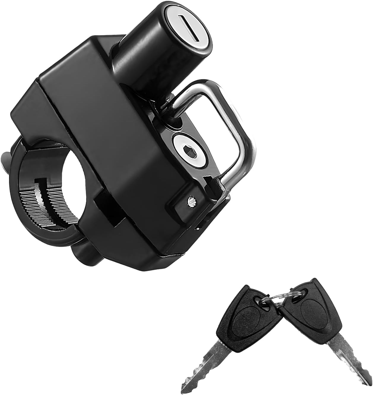 Motorcycle Helmet Lock, Aluminum Alloy Anti Theft Helmet Security Lock with 2 Keys, Universal Tamper-Proof Helmet Lock for Motorbike Scooter Bike, Motorcycle Accessories