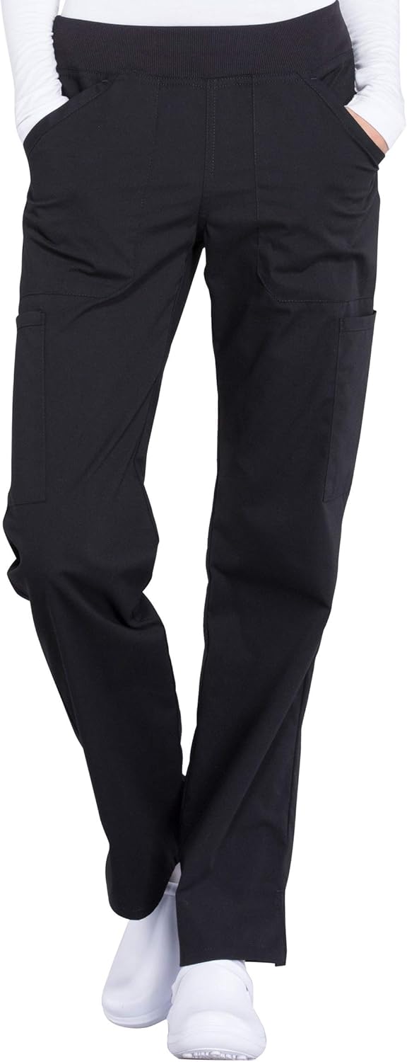 Cherokee Women's Scrub Pants Mid Rise Straight Leg Pull-on Cargo Pant with 6 Pockets & 2-Way Stretch Fabric - WW170