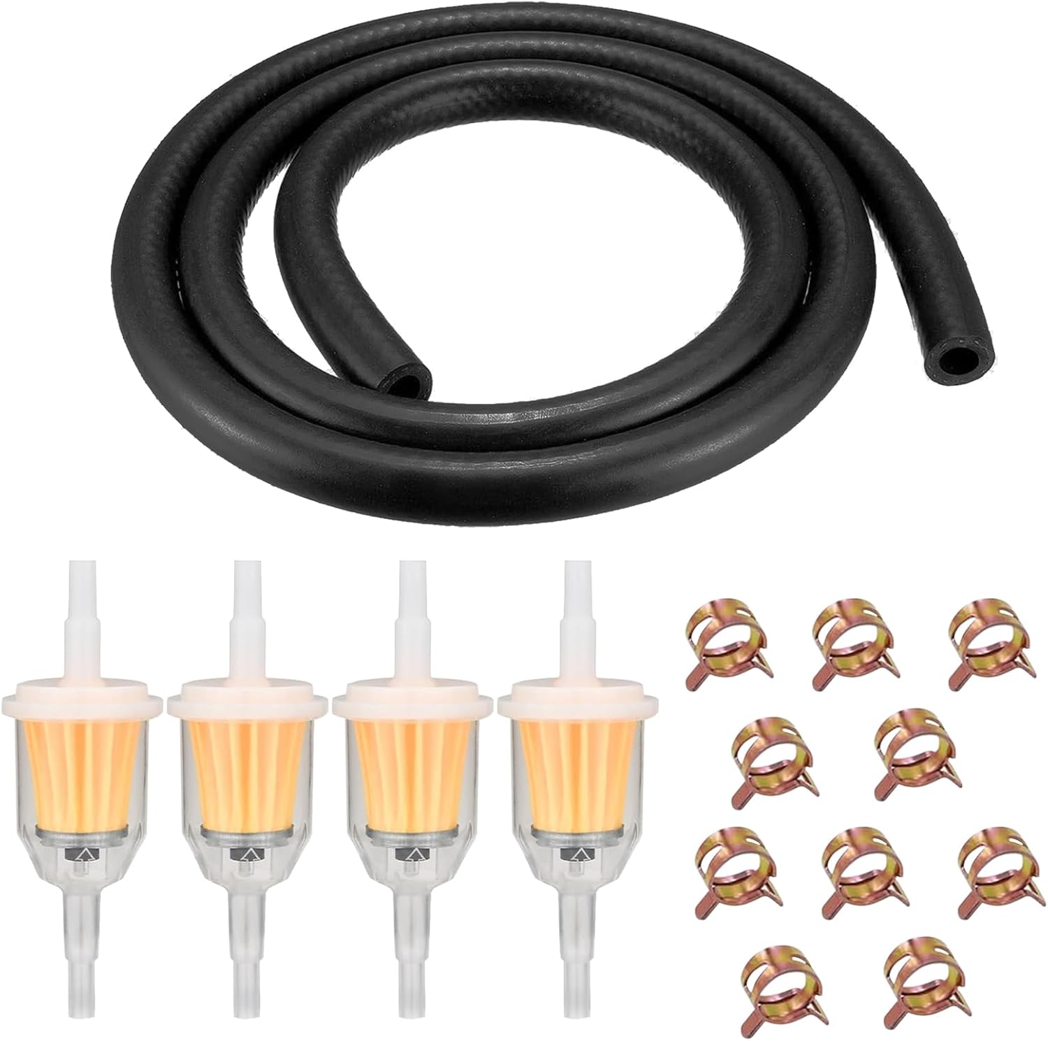 15Pcs Fuel Line Hose Kit, 6mm Fuel Hose with 10 Hose Clamps and Petrol Filters, Diesel Heater Fuel Line Kit, Diesel Heater Fuel Line for Car Truck Scooter Motorcycle