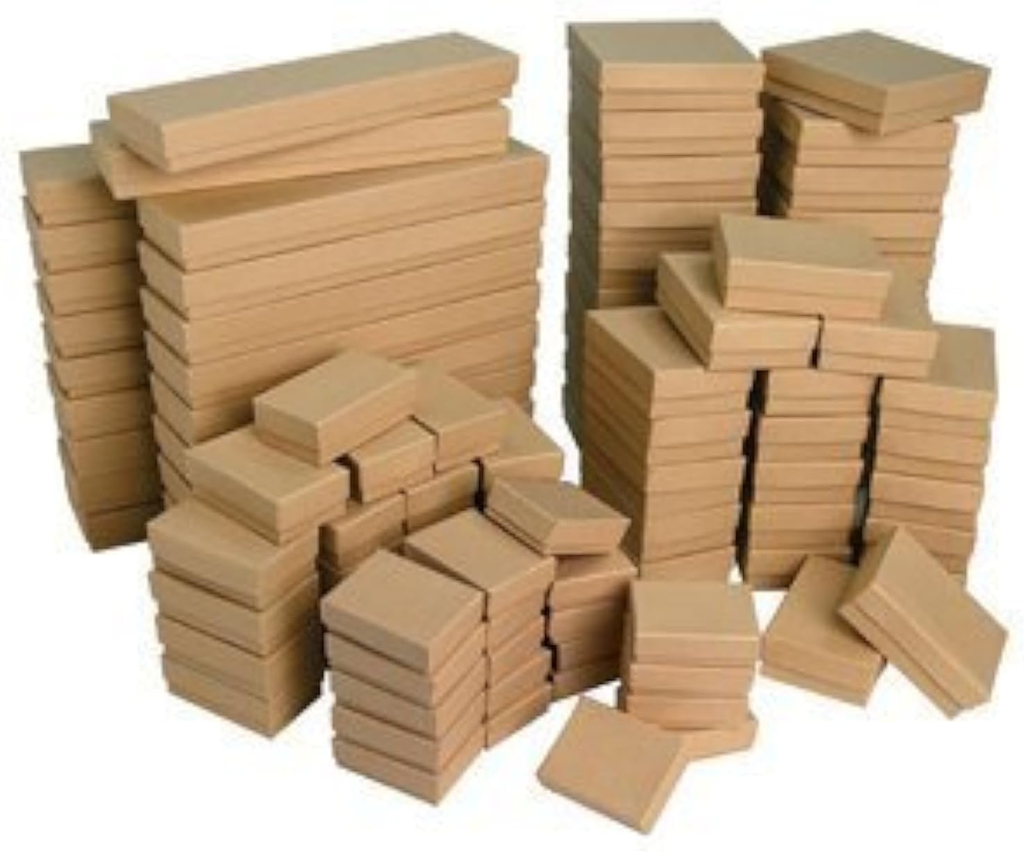 50 Box Assortment of Kraft Color Cotton Filled Jewelry Boxes by Belandaria Designs