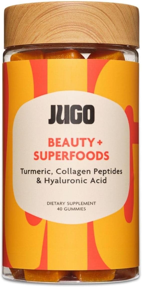 JUGO Beauty + Superfood Gummies | Biotin Collagen for Hair, Skin, and Nails | Biotin 2500 mcg & Hyaluronic Acid | 40 Count | Gelatin-Free, Non-GMO