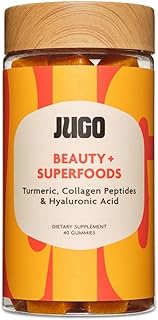 JUGO Beauty + Superfood Gummies | Biotin Collagen for Hair, Skin, and Nails | Biotin 2500 mcg & Hyaluronic Acid | 40 Count | Gelatin-Free, Non-GMO