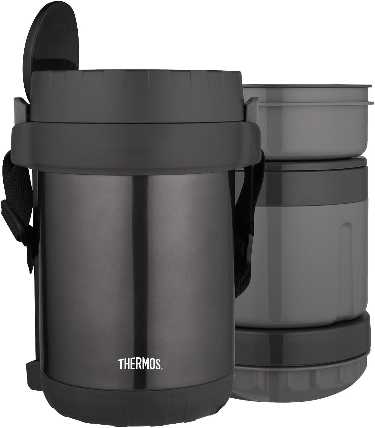 THERMOS All-In-One Vacuum Insulated Stainless Steel Meal Carrier with Spoon, Smoke