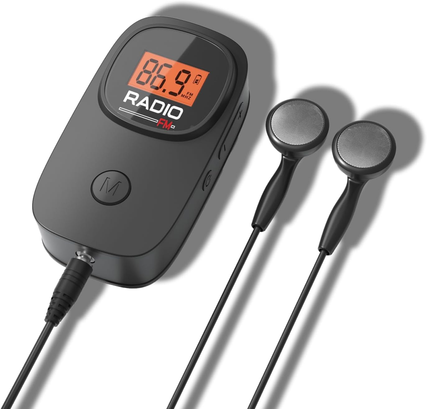 UMUTOO FM Small Radio, Battery Powered Radio (AAA), Portable Receiver with Headphones, LCD Screen, Back Clip, Small Gifts for Seniors Elderly