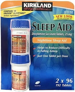 Kirkland Signature Sleep Aid Doxylamine Succinate 25 Mg, 2 pack (192 Tablets)