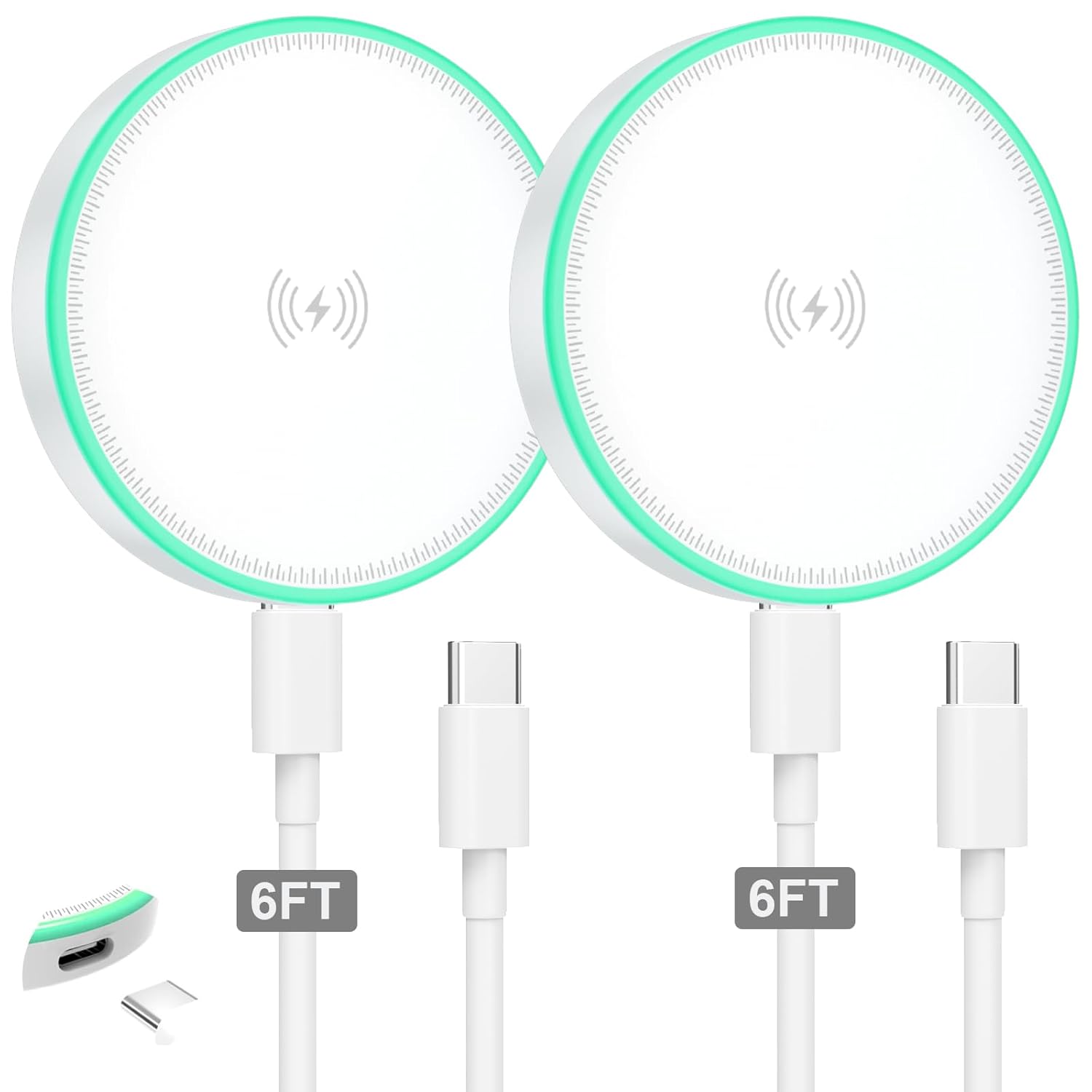 MagSafe Charger 2Pack 15W Magnetic Wireless Charger Fast Charging Pad with 6FT USB C to USB C Cable Compatible with iPhone 16/15/14/13/12 Series & AirPods 3/2/Pro | Strong Magnet Technology