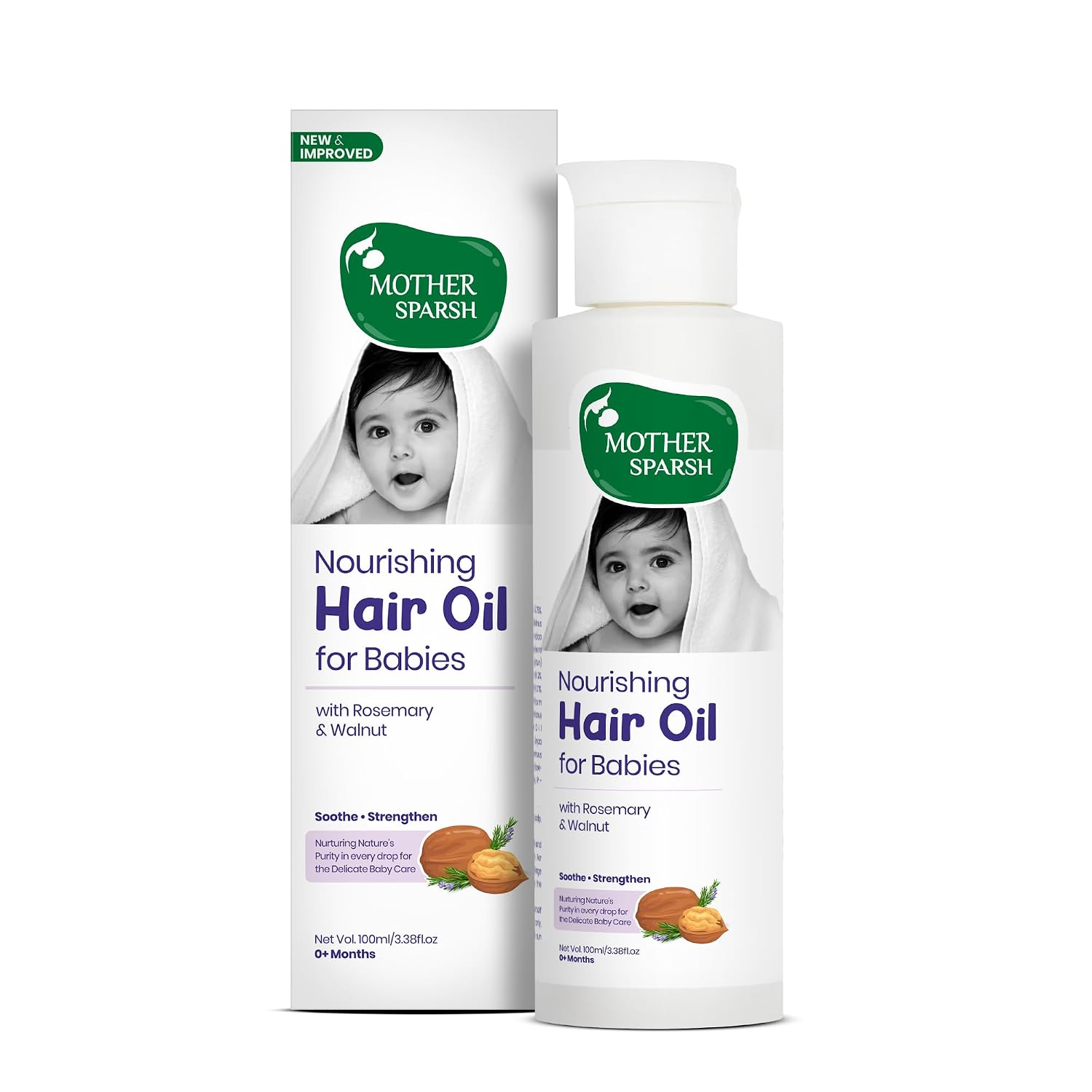Mother Sparsh Ayurvedic Baby Hair Oil with 21 Herbs & Oils for Babys Tender Scalp & Hair, 100 ML