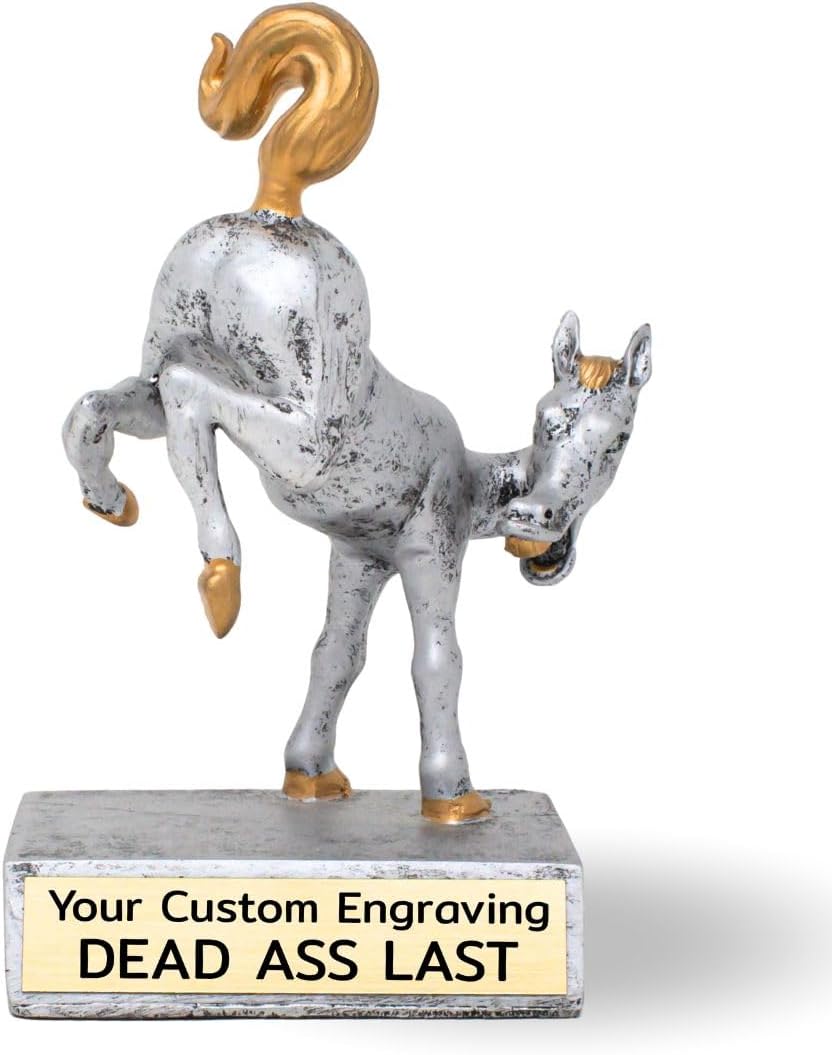 Engraved Horse's Rear Bobblehead Award, Last Place Trophy