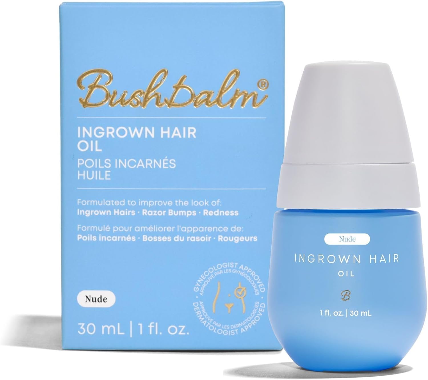 Bushbalm Nude Ingrown Hair Oil - Helps with Underarm Bumps, Soothes Post Shave Redness, 30 ml
