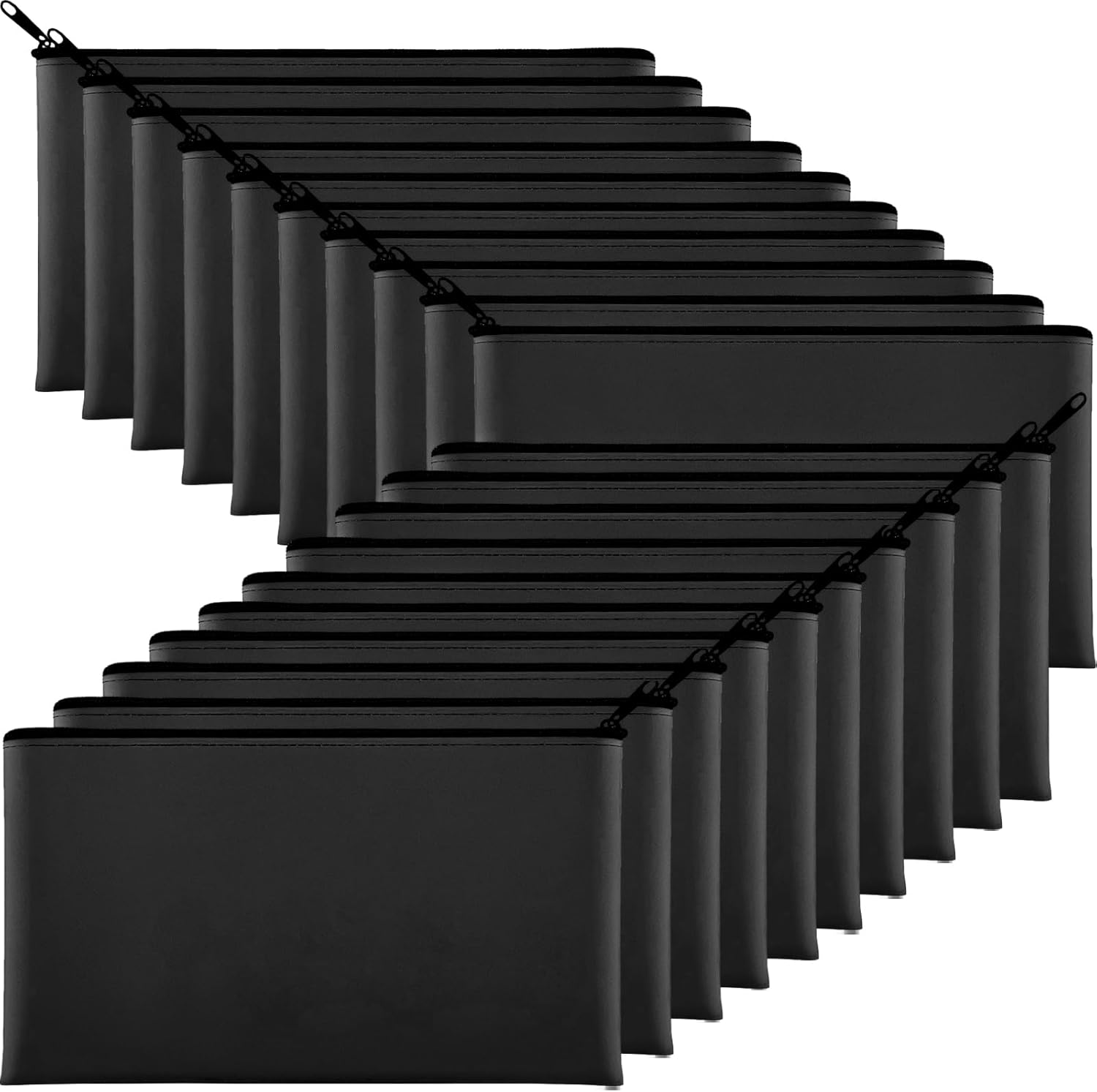 20 Pack Money Bag 11.5 x 6.1 Inch Bank Deposit Bags with Zipper Coin Money Pouch Holder for Cash Coins Cosmetics Invoice Bills Tools, Black