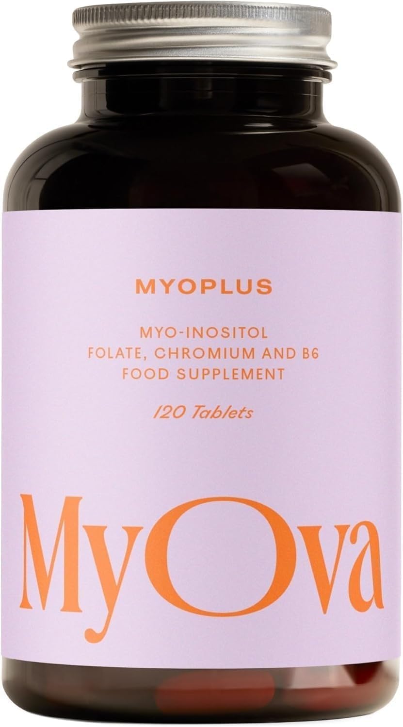 Myoplus - Myo-inositol PCOS Supplement - 4000mg Myo-Inositol, 200ug Folate & 100ug Chromium Daily Intake - Inositol Tablets - 120 Vegan Tablets - UK Manufactured by MyOva