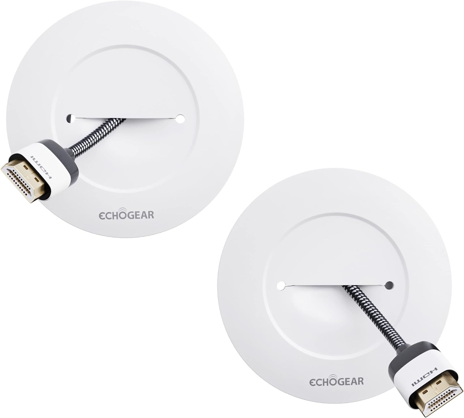 ECHOGEAR TV Cord Hider for Wall Mounted TV - Cable Management Kit Hides TV Wires Behind The Wall- Includes 2 Pass Throughs, Locking Brackets, and Hole Saw Drill Attachment (White)