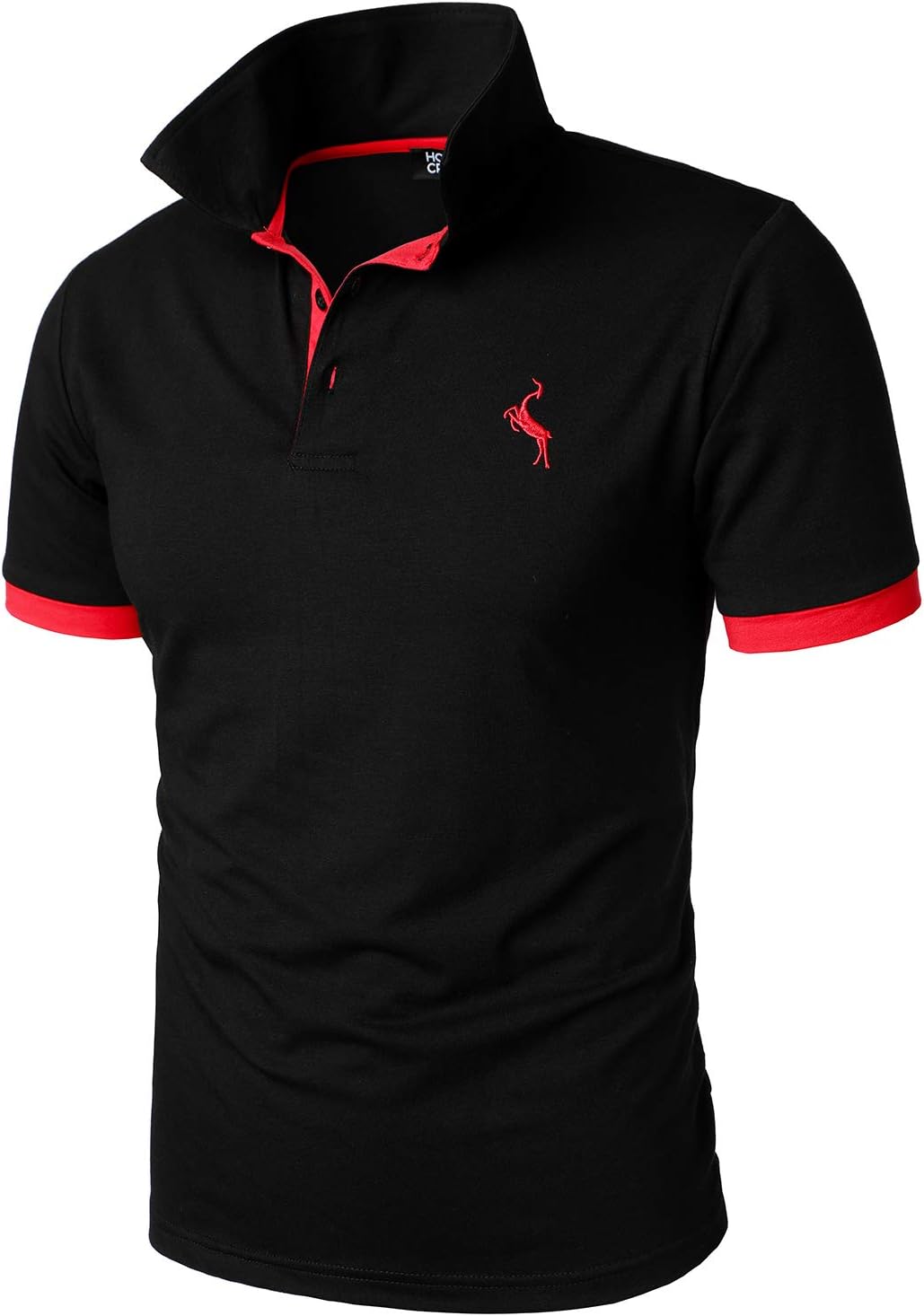 HOOD CREW Men’s Classic Polo Shirt Short Sleeve Slim Fit Shirts Lightweight Casual Tops