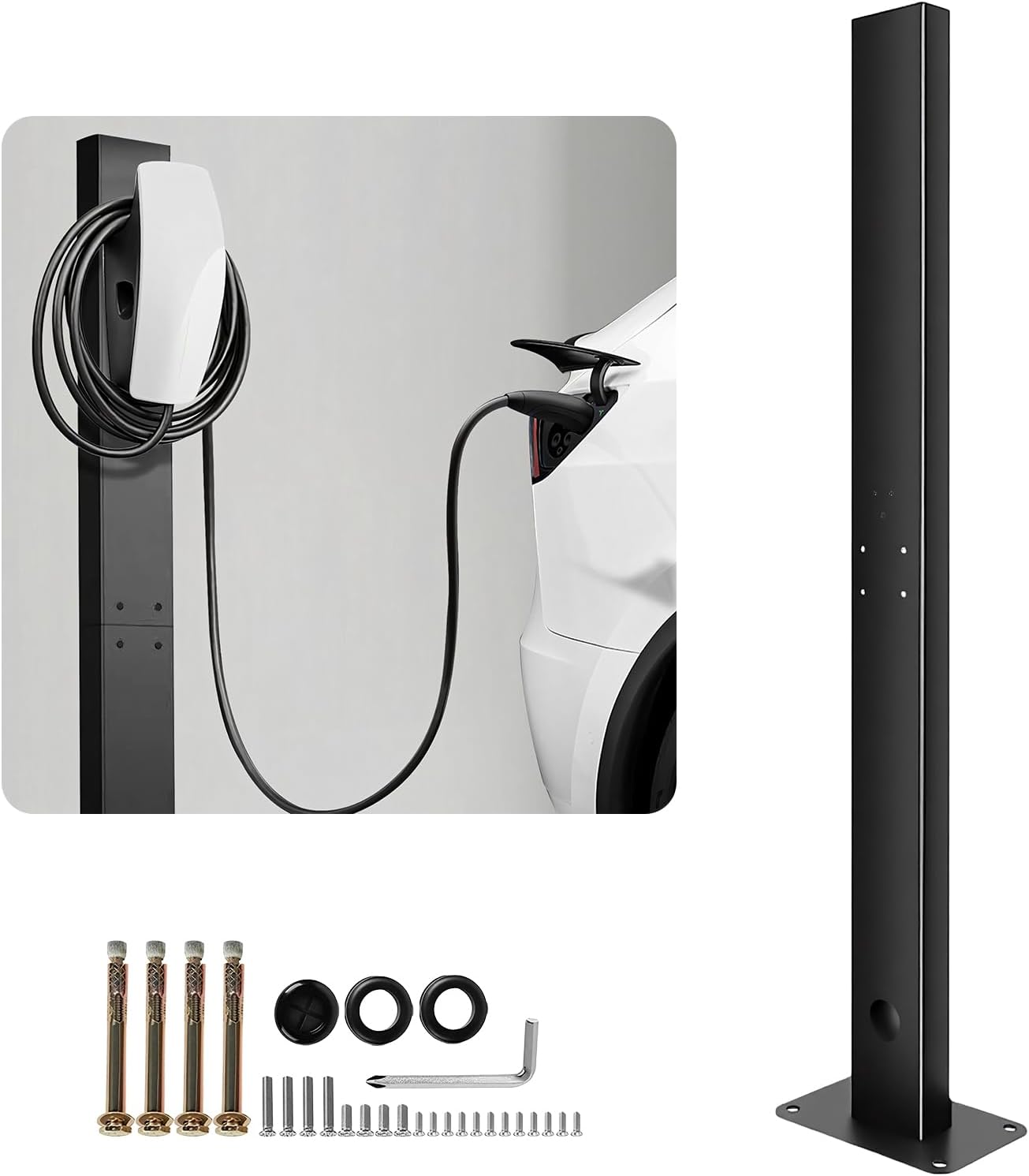 2026 Tesla Charger Pedestal Outdoor Wallbox Charger Pedestal for EV Charger Tesla Charge Station Stand EV Charger Pedestal EV Pedestal for Gen 3 Tesla Mobile Connector J1772