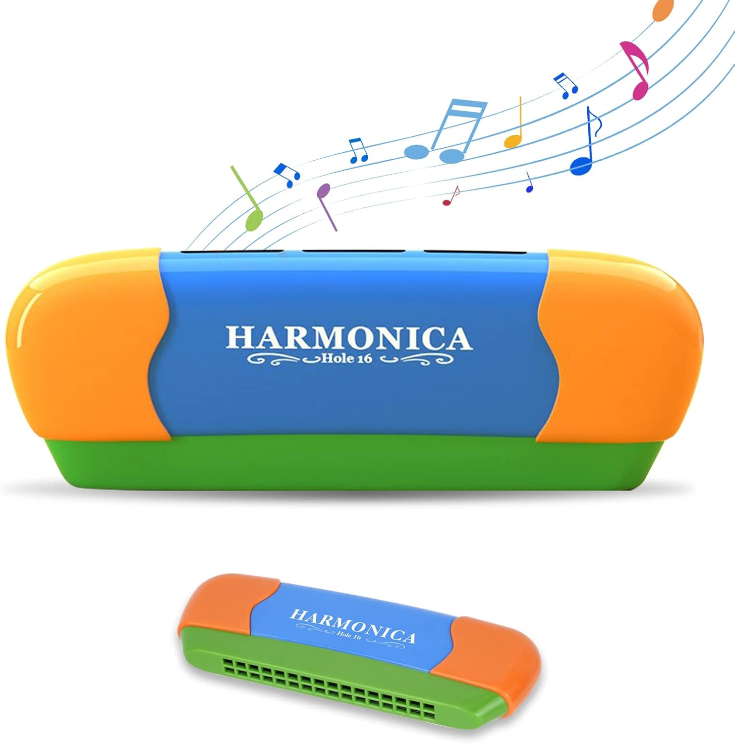 Harmonica Key of C 16 Hole Blues Mouth Organ for Kids Early Education, Easy to Play Musical Instrument Educational Toys for Beginners Children Party Holidays (Blue)