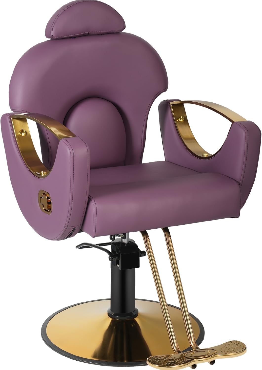 Salon Barber Chair, Reclining Salon Chairs for Hair Stylist, Hair Stylist Chair Heavy Duty Hydraulic Pump, 360 Swivel Styling Braiding Hairdresser Chair for Home Barbershop, Purple