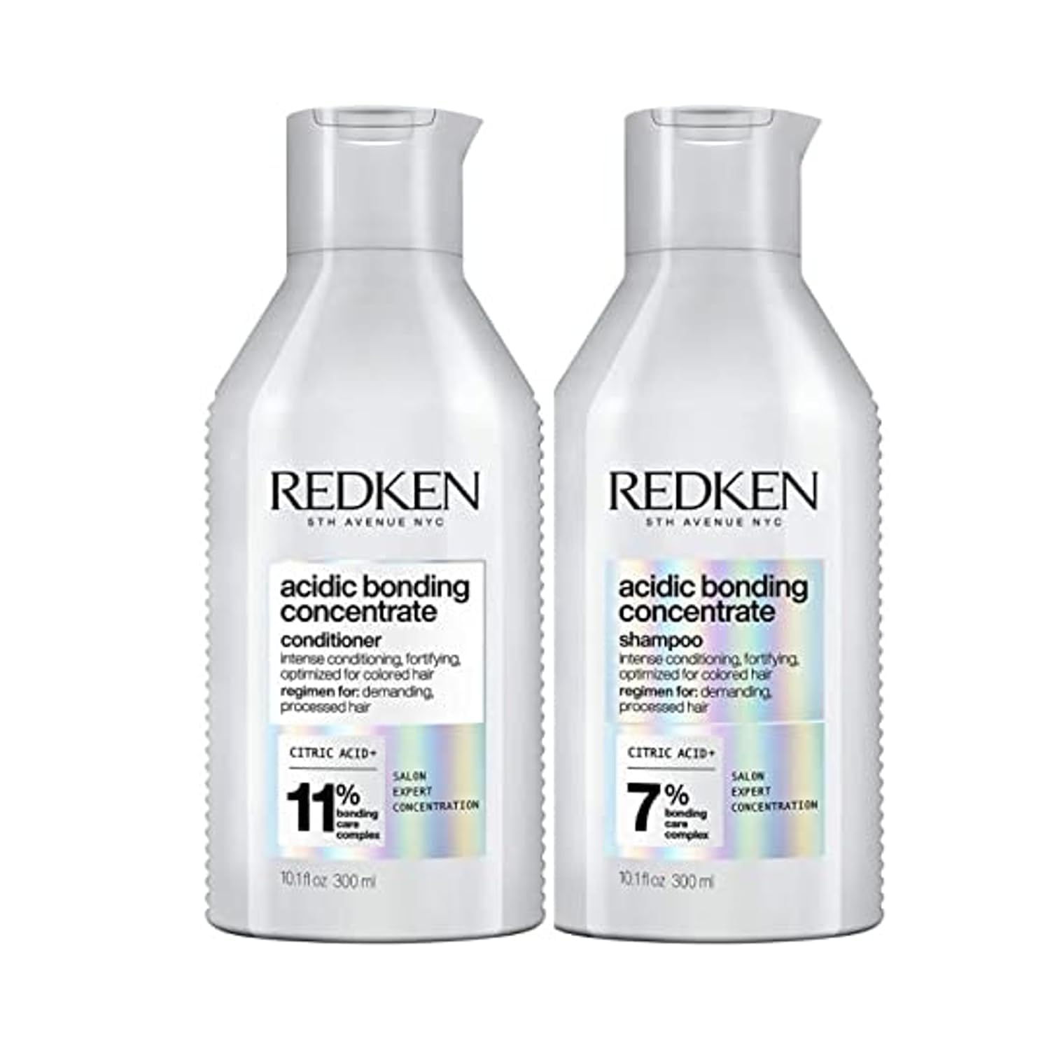 Redken Acidic Bonding Concentrate Shampoo & Conditioner Set For Damaged and All Hair Types - Repair and Strengthen Weak Hair Bonds With Citric Acid, 10.1 Fl Oz
