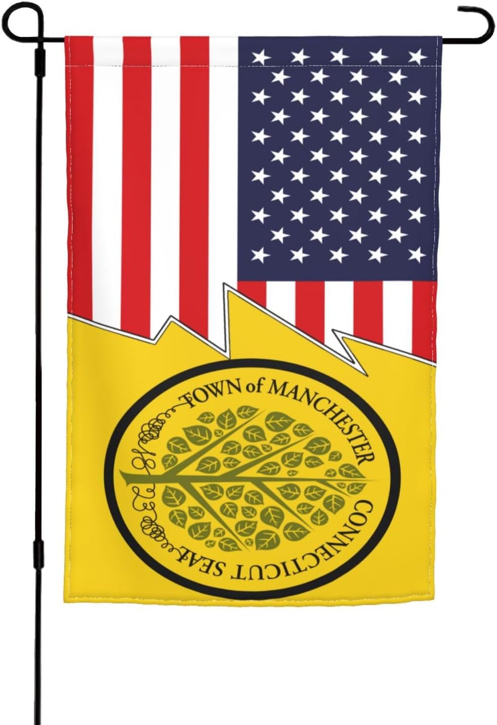 Flag Of Manchester, Connecticut And America Garden Flag 12x18 Inch Double Sided Home Decor Yard Outdoor Garden Welcome Banner