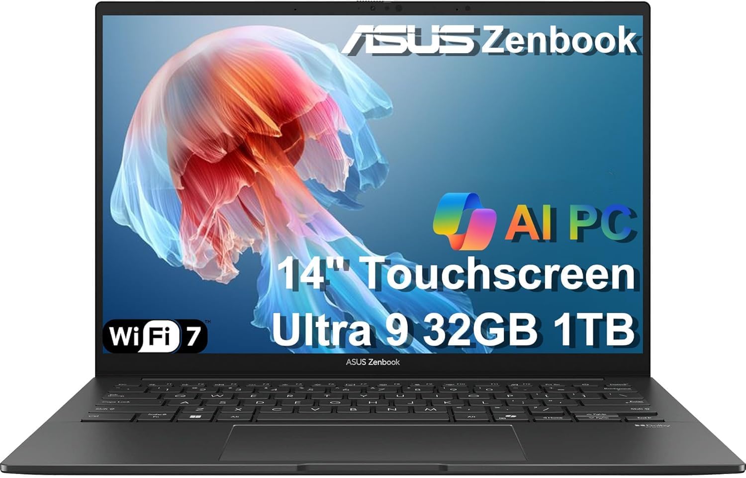 ASUS Zenbook 14, 14" Touchscreen, Intel Ultra 9 285H, 32GB DDR5, 1TB SSD | FHD+ OLED AI PC Laptop, 16-Core, >i9-13900H, Backlit, 2x Thunderbolt 4, Wi-Fi 7, 18-Hr Battery, IR Webcam, Win 11 Pro, UX3405