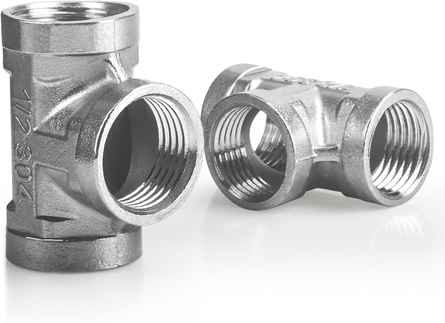 2 Pack 1/2" Tee Female NPT Stainless Steel T Shaped 3 Way Pipe Fitting 304 Stainless Steel Forged Tee,T Plumbing Fitting