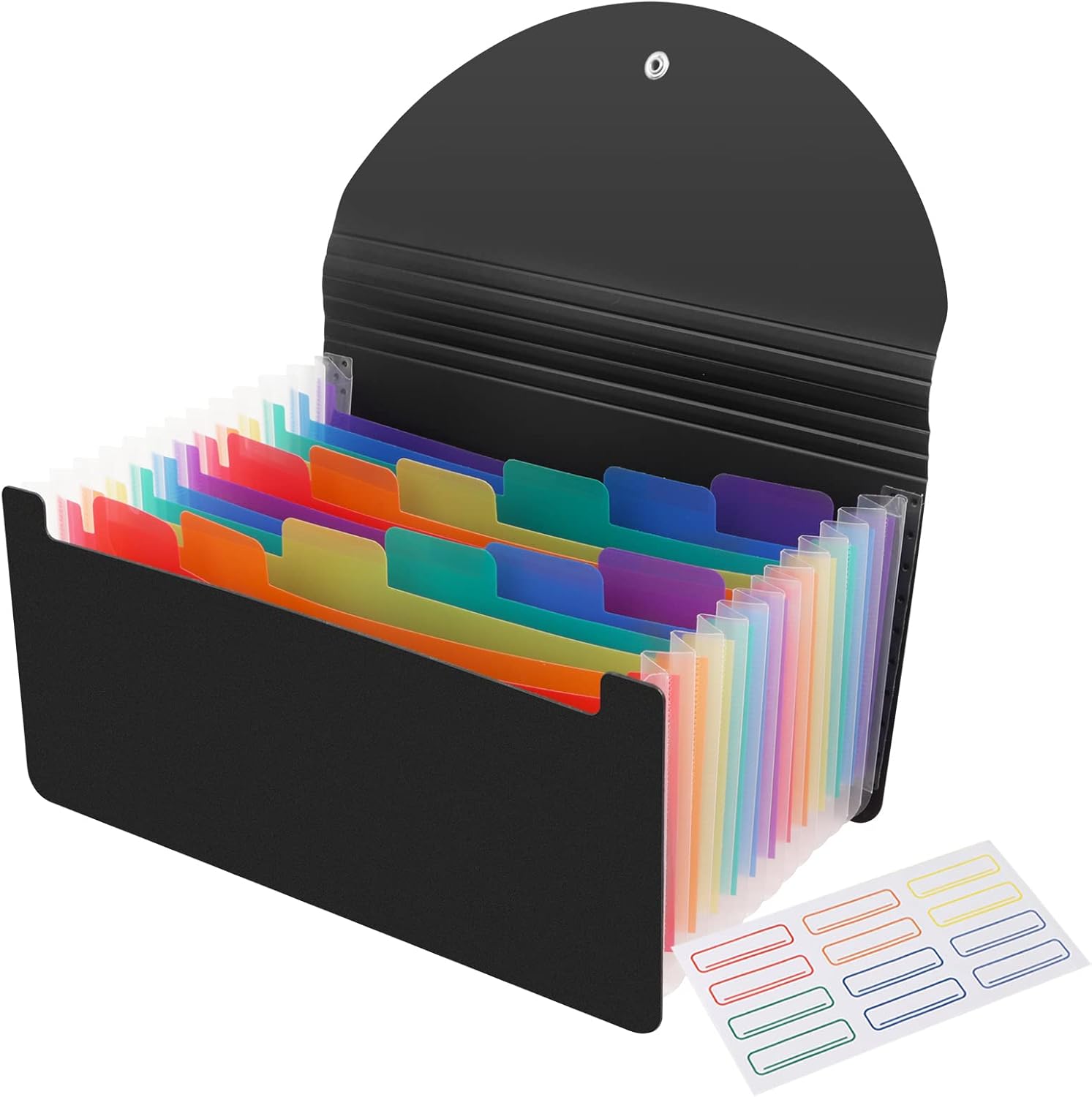 CASAON A6 Black Plastic File Folder with 13 Pockets for Storage and Organization