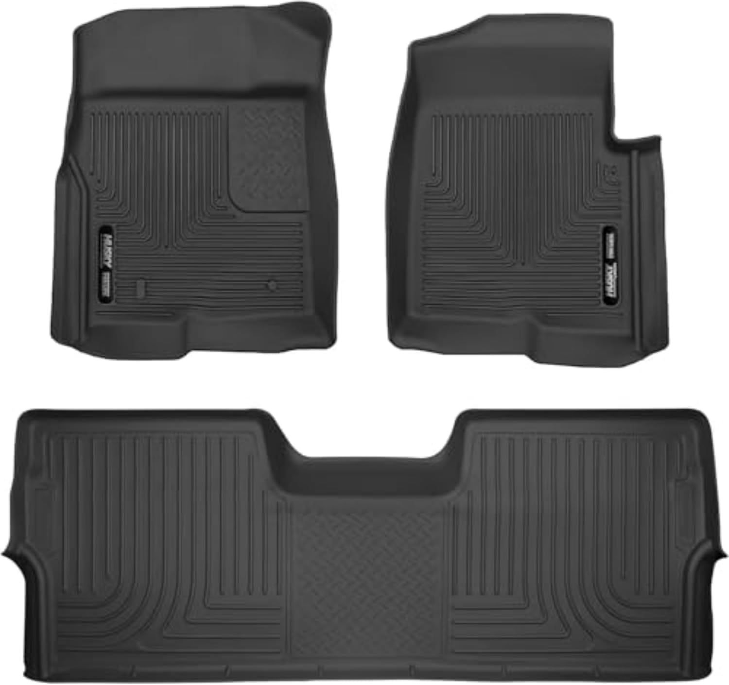 Husky Liners Weatherbeater Floor Mats | Fits 2009 - 2014 Ford F-150 SuperCrew Cab w/out Manual Shifter (Footwell Coverage) | Front & 2nd Row, 3-pc Black - 98331