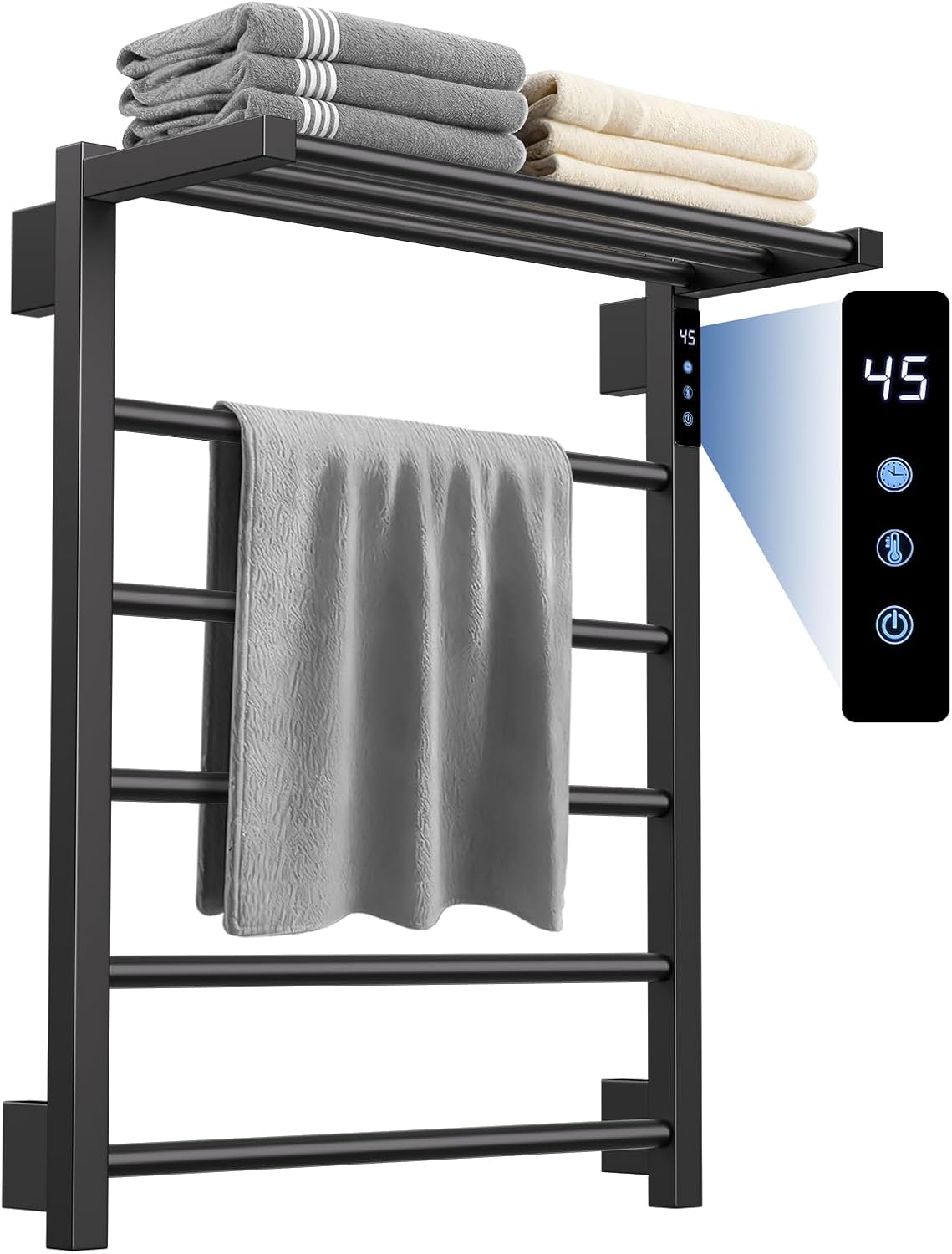 YACVCL Electric Heated Towel Rail for Bathroom Matte Black