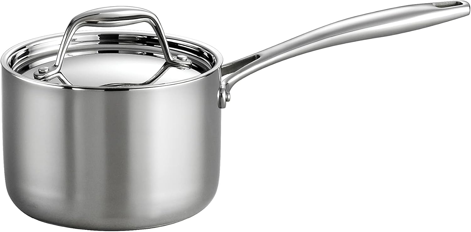 Tramontina Covered Sauce Pan Stainless Steel Tri-Ply Clad 1.5-Quart, 80116/021DS