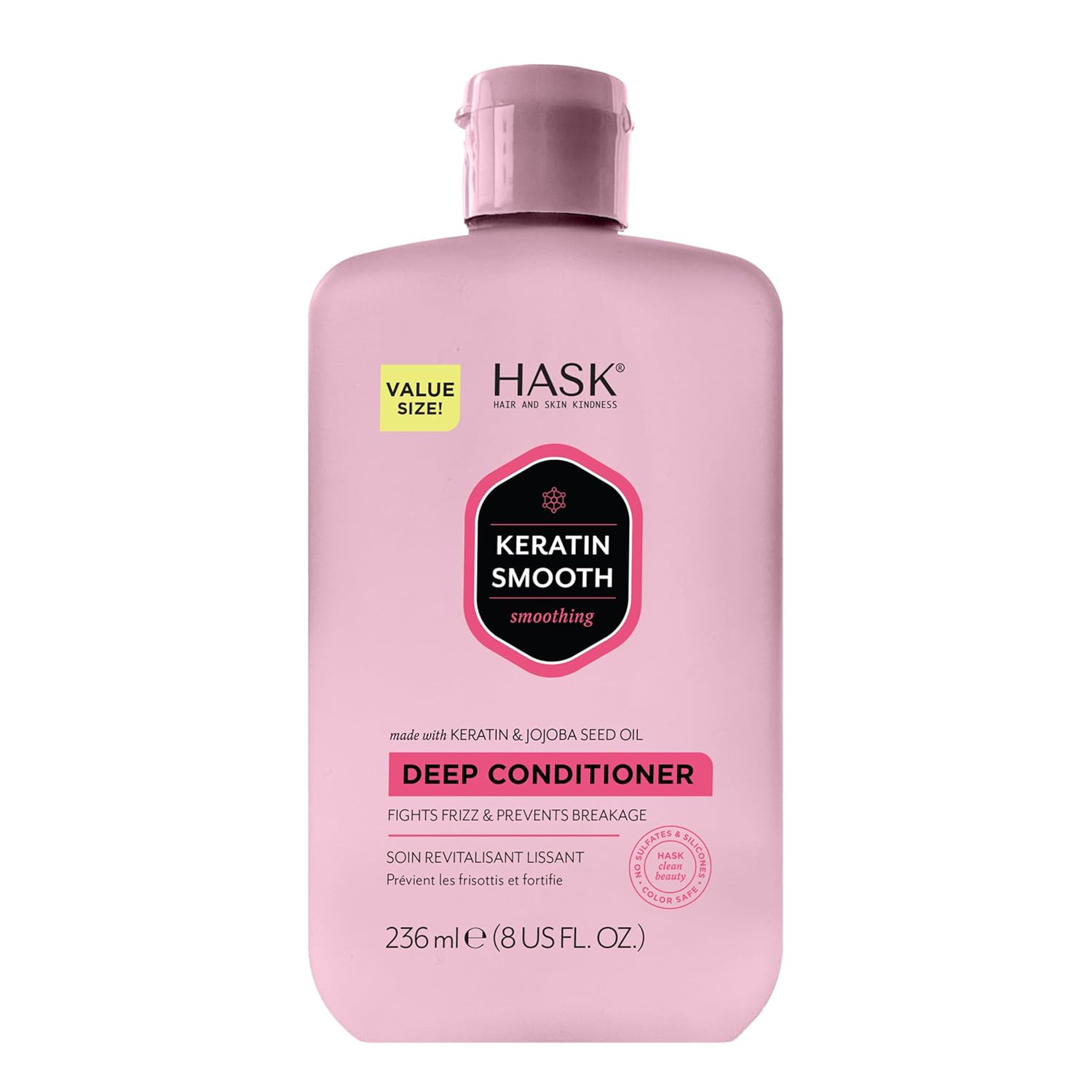 HASK Keratin Smoothing Deep Conditioner Treatment for all hair types, color safe, gluten free, sulfate free, paraben free - 8 Fl Oz