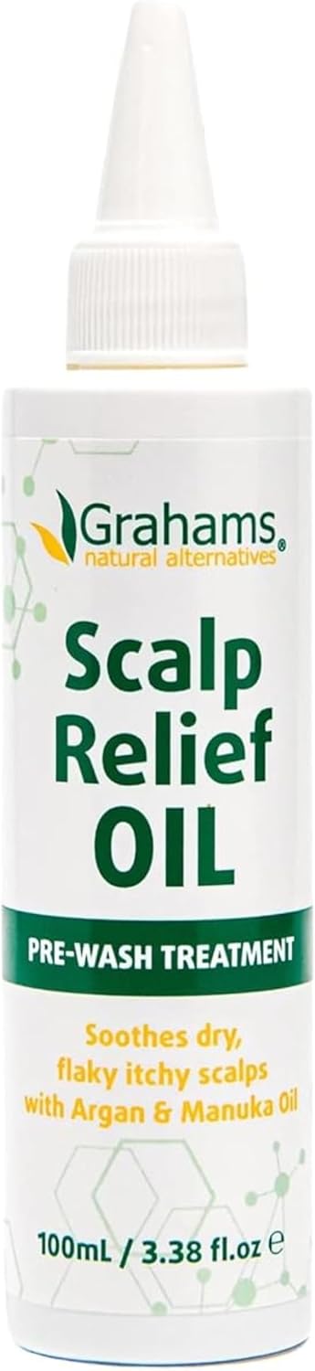 Grahams Natural Scalp Relief Oil - Itchy Scalp Treatment for Dry, Itchy & Flaky Skin, Psoriasis, Seborrheic Dermatitis & Dandruff - Steroid-Free, Moisturising Pre-Wash Oil, 100ml