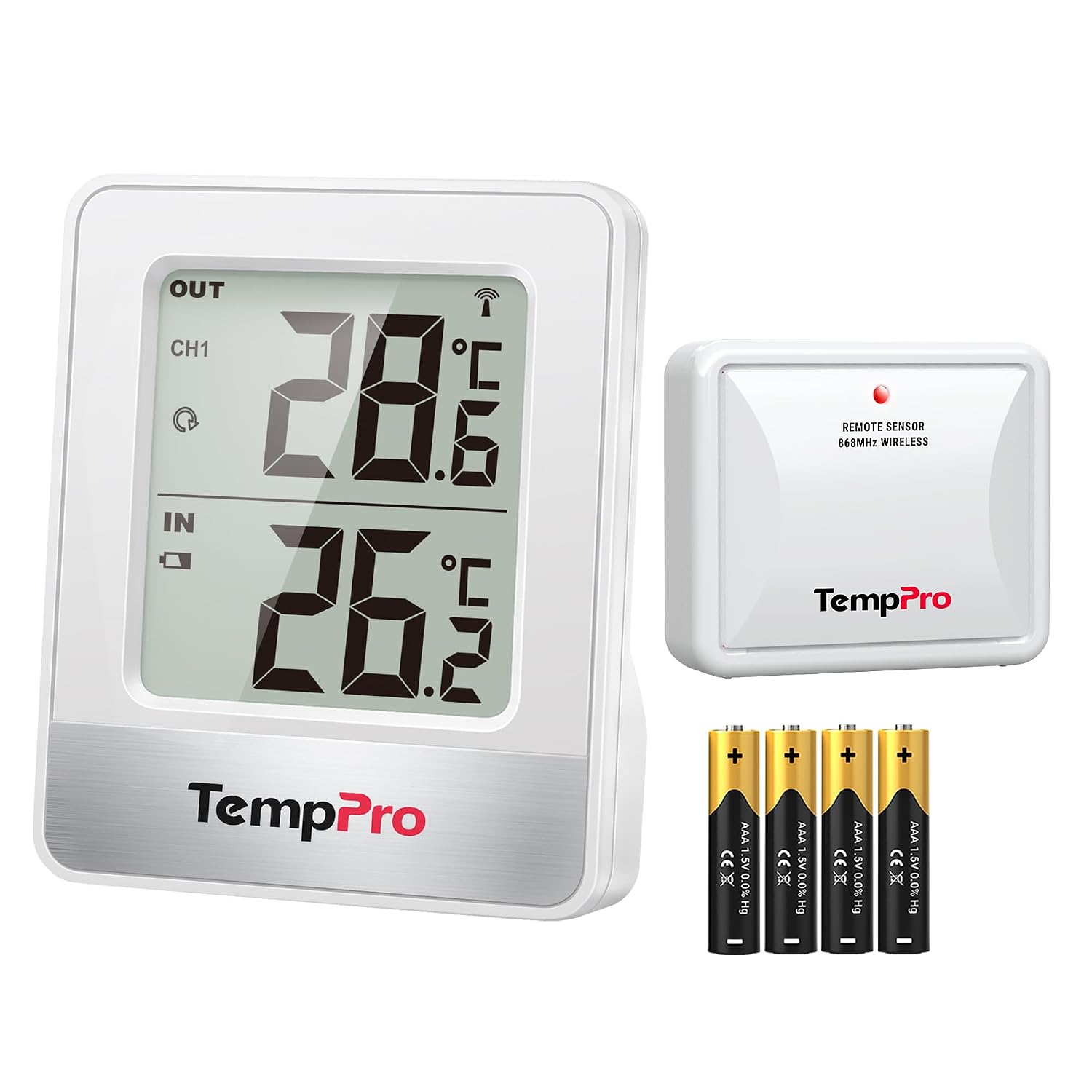 ThermoPro TP200C Indoor Outdoor Thermometer Wireless, Greenhouse Thermometer with Temperature Sensor Up to 150m, Outdoor Thermometers for Patio Garden Cellar Home Room