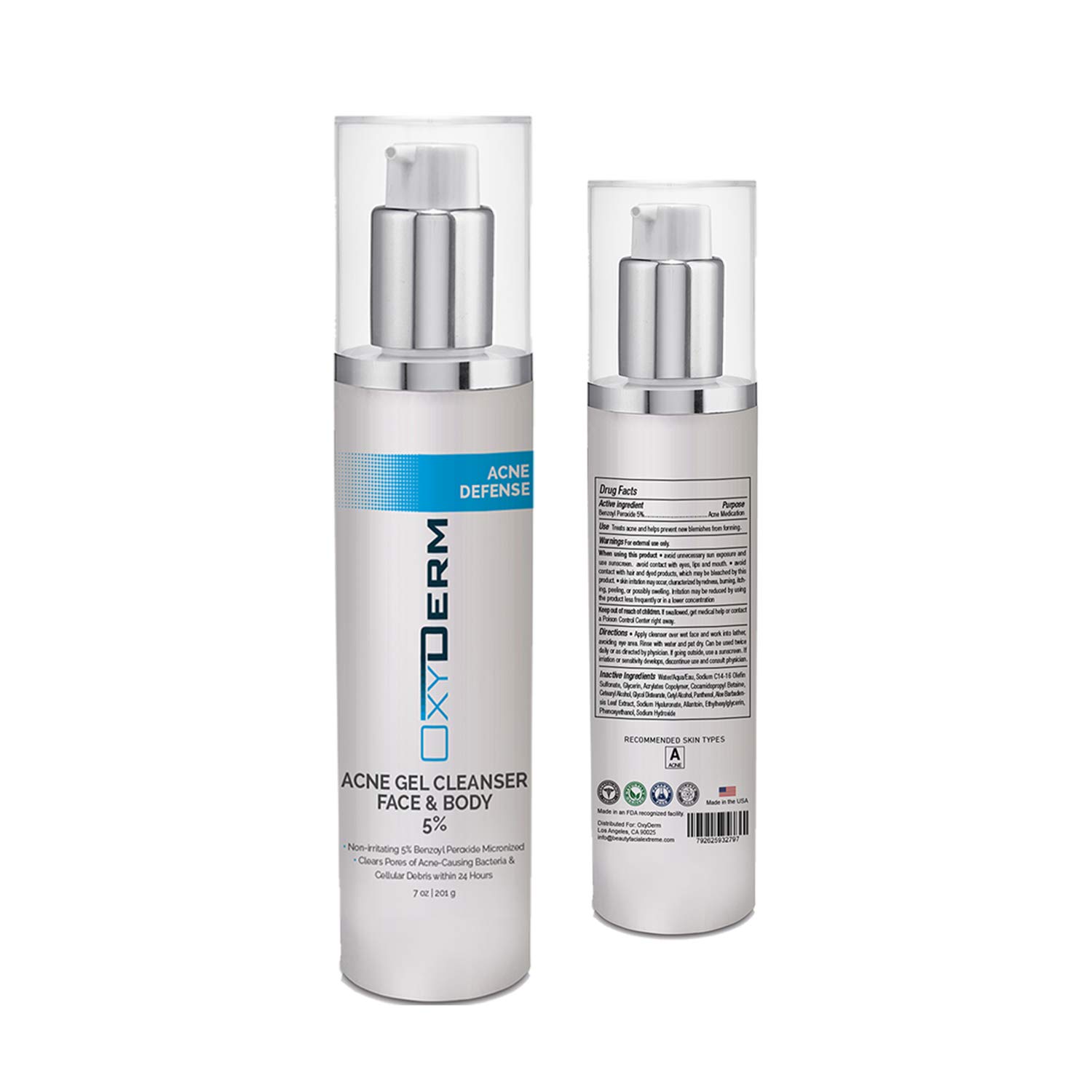 Acne Face wash Treatment with Benzoyl Peroxide 5% - Clinically Proven Wash to Fight Acne Blemishes on Contact. Eliminates Cystic Breakouts, Oily Skin, Clogged Pores, Blackhead, Whitehead, & Pimples.