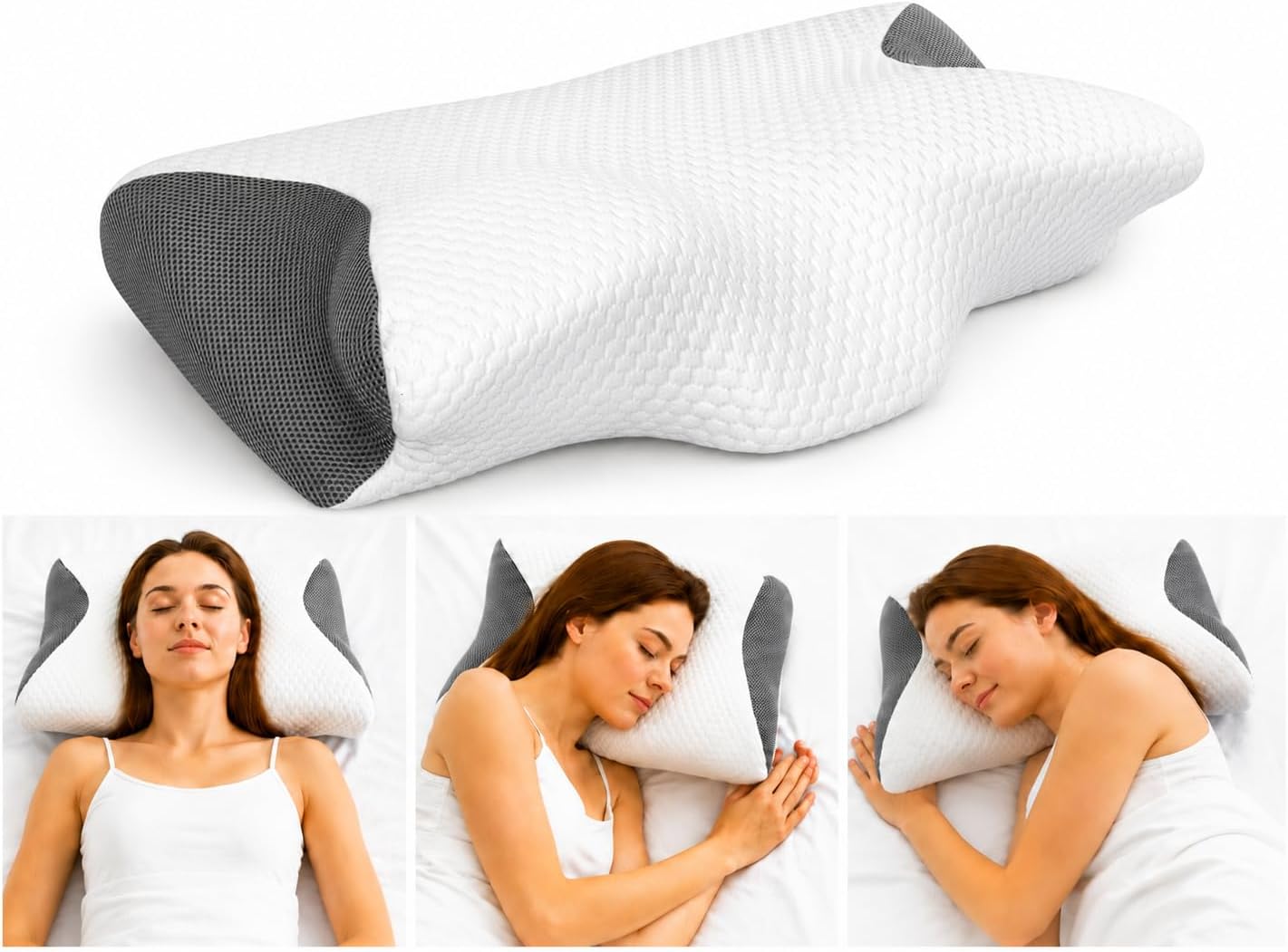 Orthopedic Cervical Memory Foam Neck Pillow, 2 Heights, Bamboo Cover