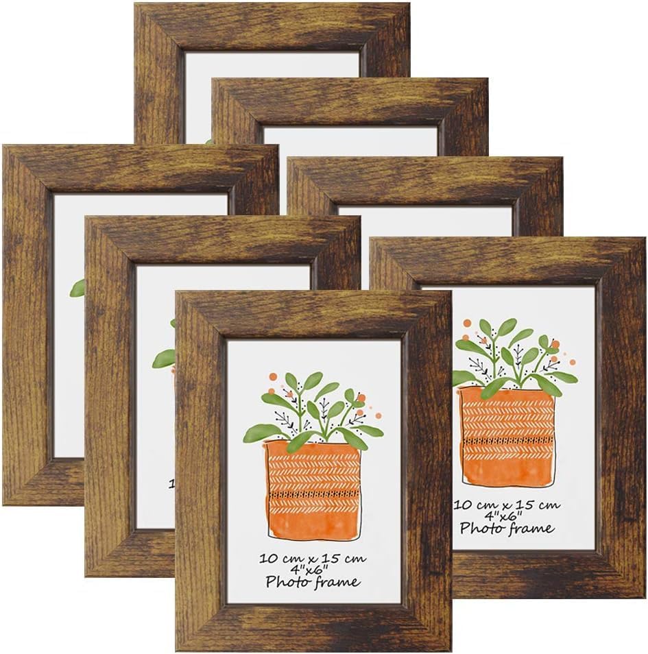 6x4 Photo Frames Rustic Picture Frame Prints Wall Tabletop Display, 7 Pack