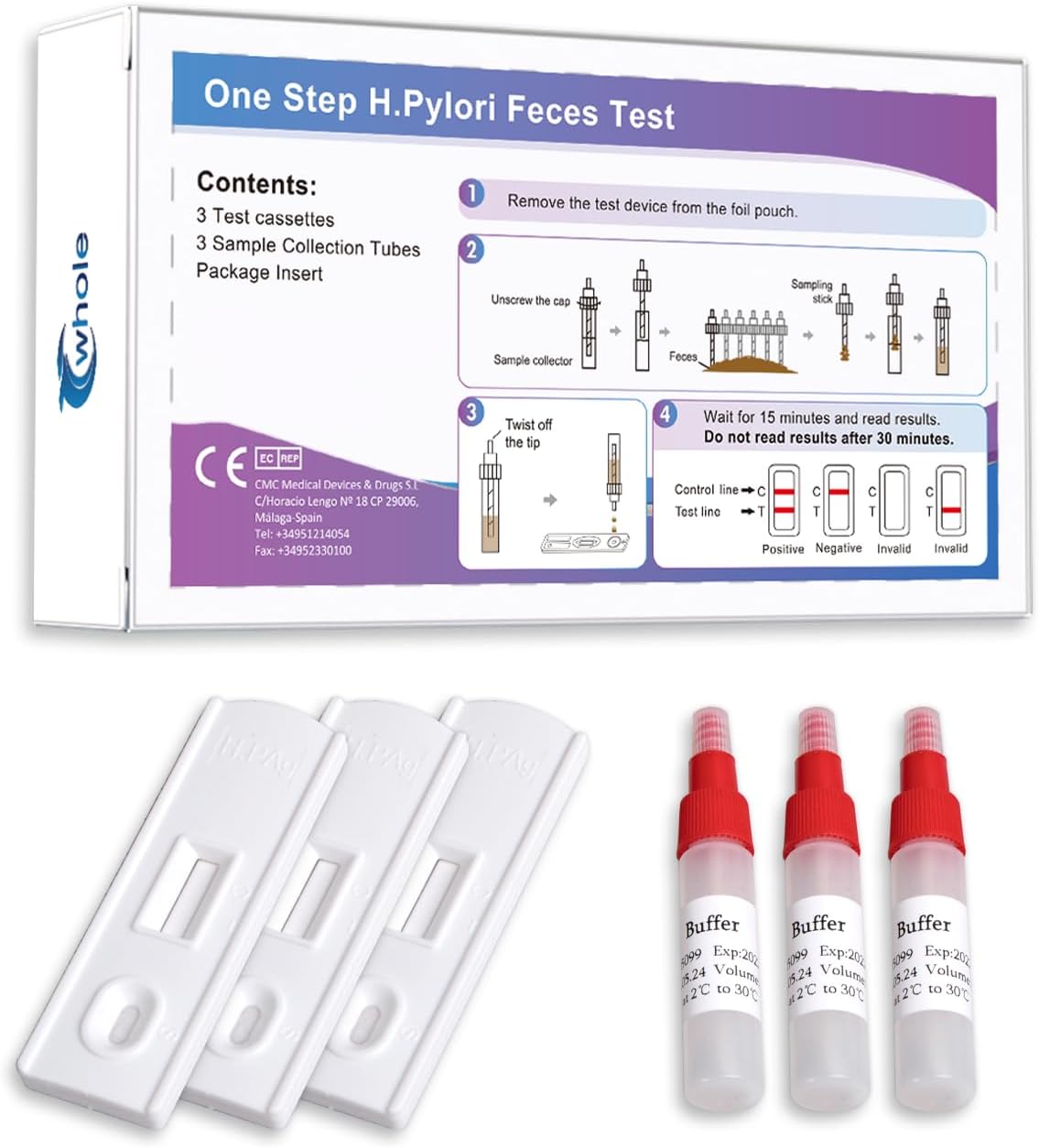 H. Pylori Rapid Test Kit Home Detection Test Helicobacter Pylori Stool Test Kit H.P (Antigen) Home Testing（3pcs）