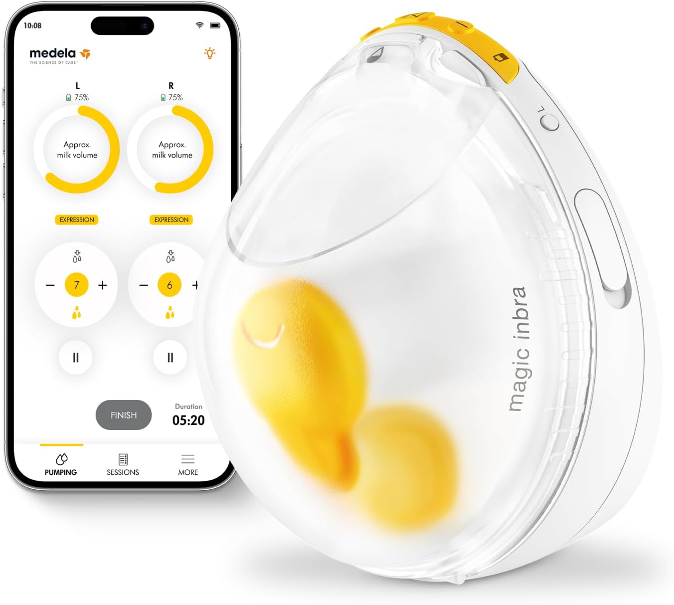 Medela Magic InBra Hands-Free Wearable Single Breast Pump with Fluidfeel Technology, Smart App Connectivity and Advanced Sensor Control, Ultra-Lightweight, Silent, Hospital-Grade