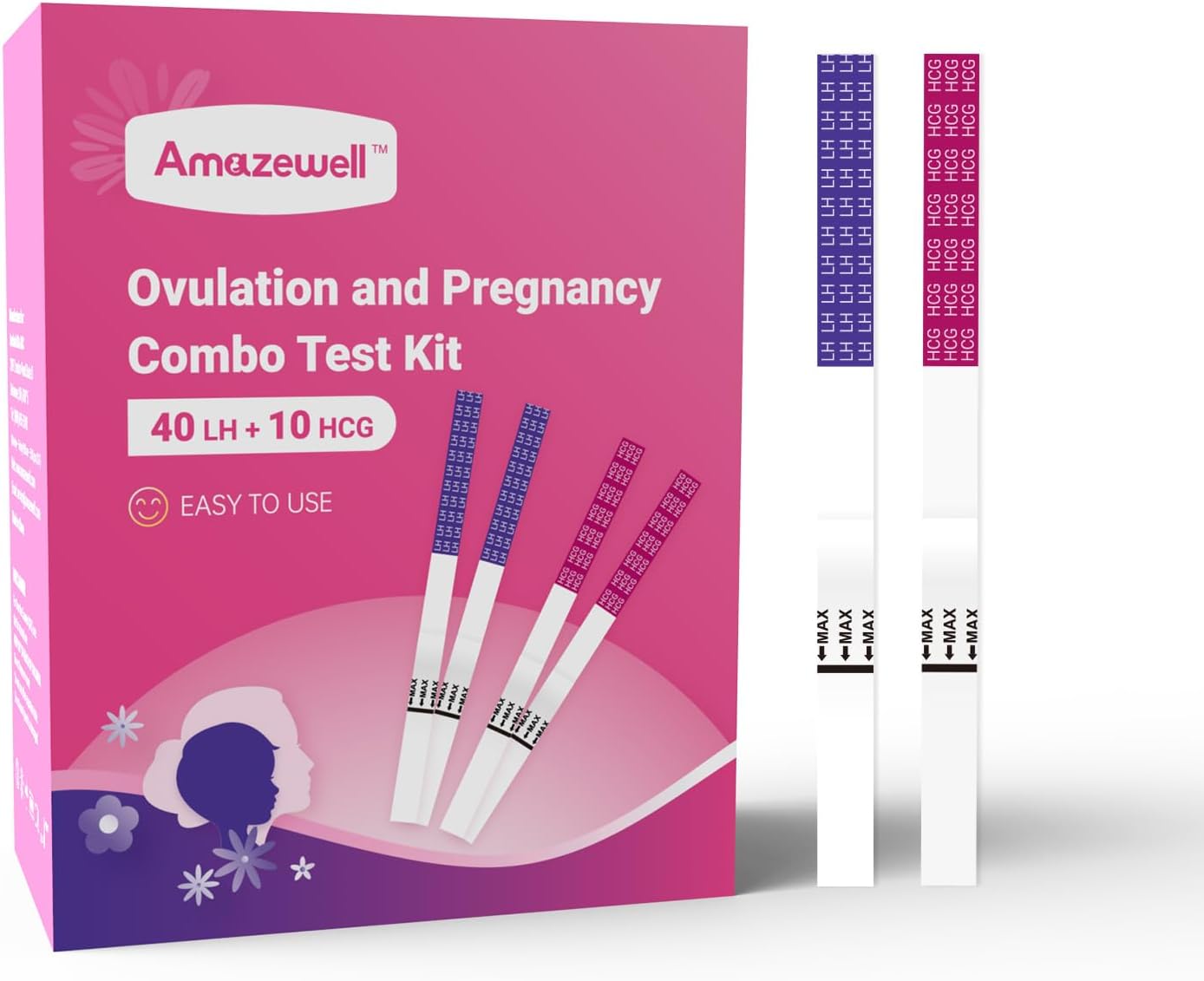 Ovulation Tests, Ovulation Test Strips, Ovulation Predictor Kit 40 Count + 10 Count Pregnancy Test Strips for Home Detection, Over 99% Accuracy,Ovulation Test Strips Bulk for Women