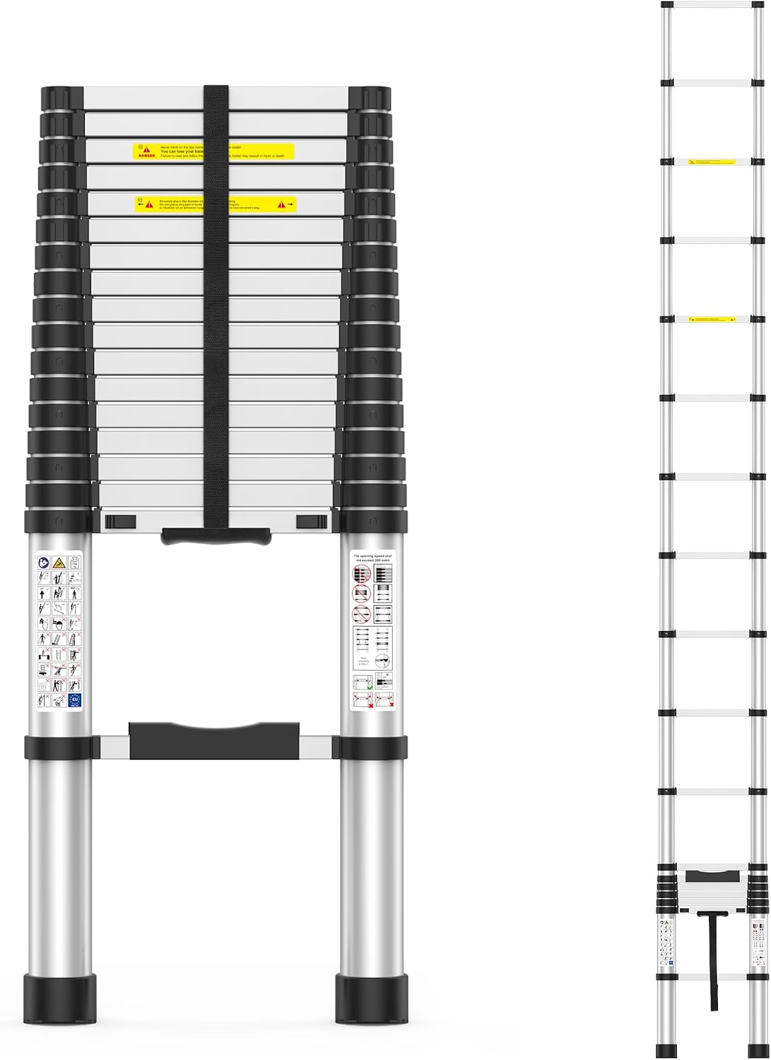 2026 New 11.8FT Telescoping Ladder 330lb Capacity Heavy-Duty Aluminum