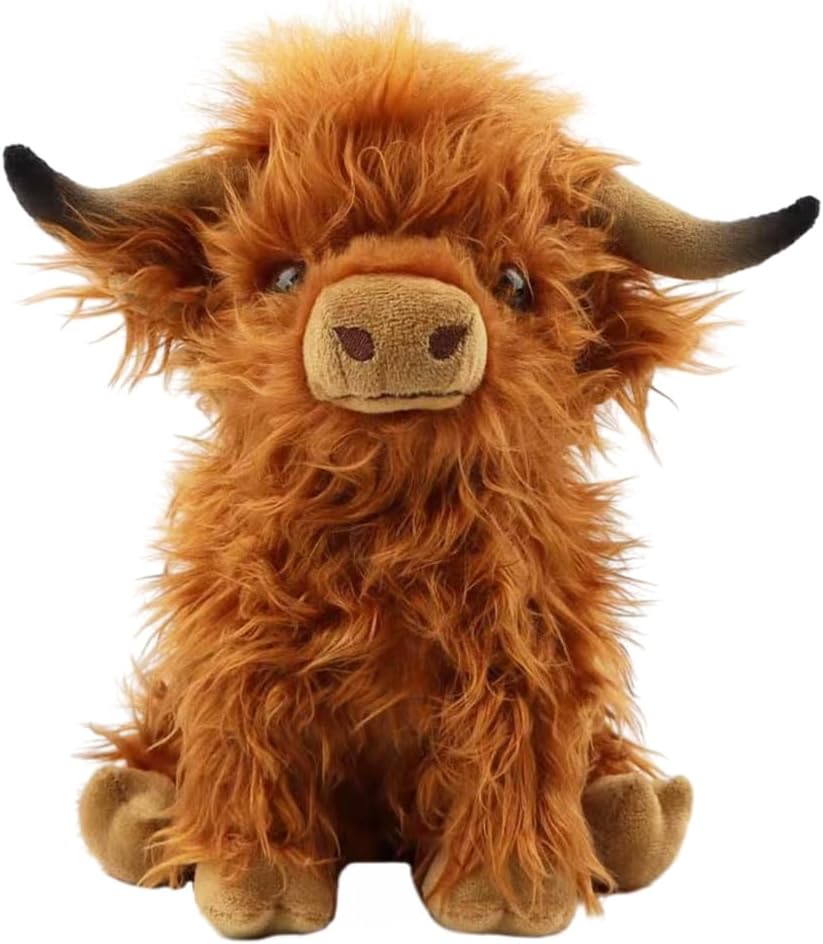 Highland Cow Stuffed Animal, Soft Highland Bull Toy, 25cm