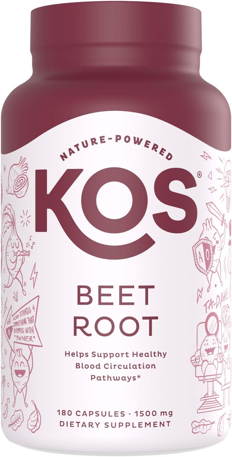 KOS Organic Beet Root Capsules 1500mg - Superfood Powder - Supports Healthy & Active Lifestyle - 180 Capsules