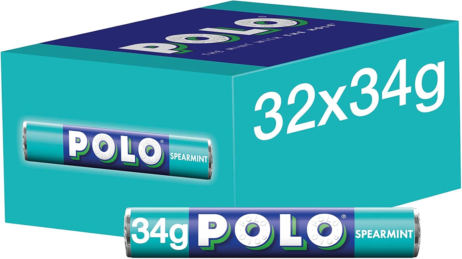 Polo Spearmint Mints Tubes, 32 x 34 g