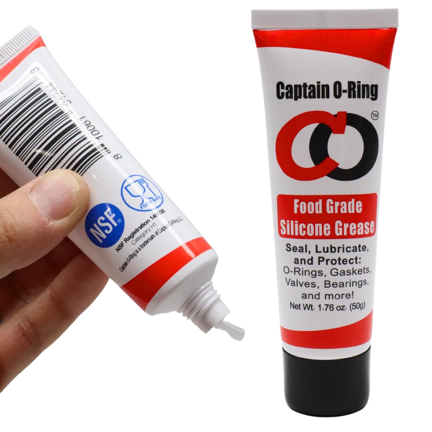 Captain O-Ring - NSF Food Grade Silicone Lubricant Grease for O-Rings, Seals, Gaskets, Pumps, Pool Spa, Plumbing, Faucets, Valves, More (1.76oz, 50g)