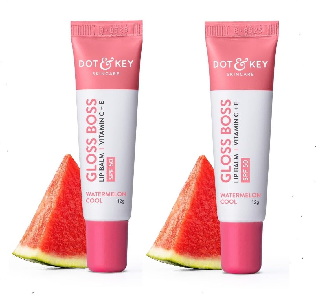 Dott & Key Gloss Boss Lip Balm, SPF 50+, Vitamin C & E, Watermelon, 12g, Pack of 2