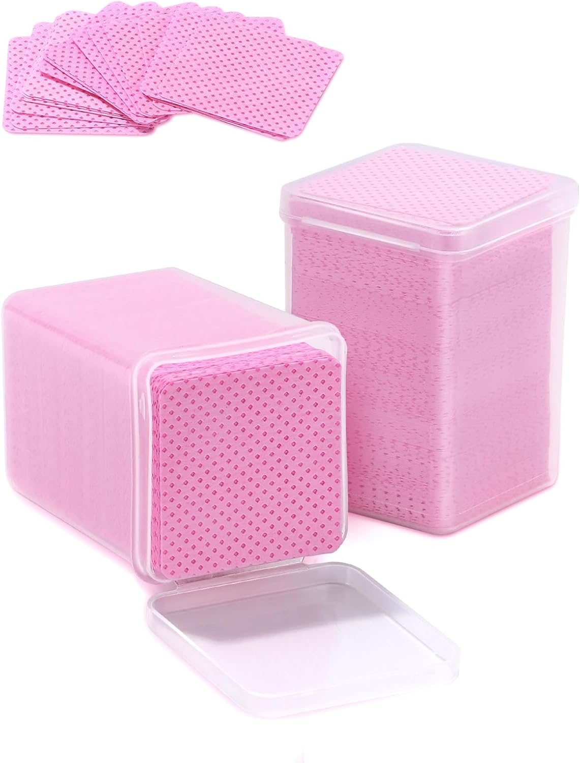 TEOYALL Lint Free Nail Wipes, 400 PCS Non-Woven Fabric Nail Cleaning Pads Pink Lash Extensions Glue Cleaning Wipes Nail Salon Supplies (400 PCS)