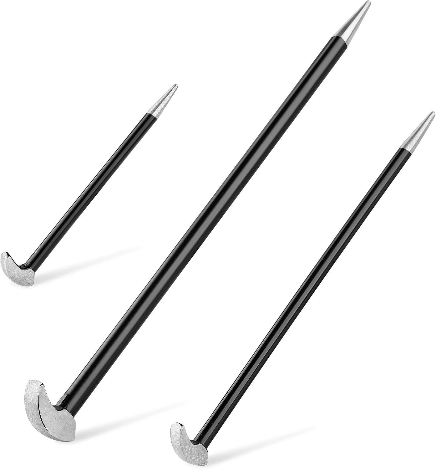 Heel Bar Set 3PCs, MAXPOWER Heel and Toe Rolling Head Pry Bar Crowbar Wrecking Knuckle Bar Set - 150mm, 300mm & 400mm