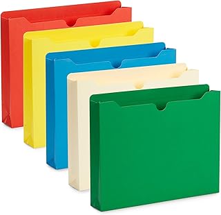 Blue Summit Supplies 2 Inch File Jackets, Reinforced Straight Cut Tab, Heavy Duty 2 Inch Expansion Pocket, Letter Size, Assorted Colors, 25 Pack