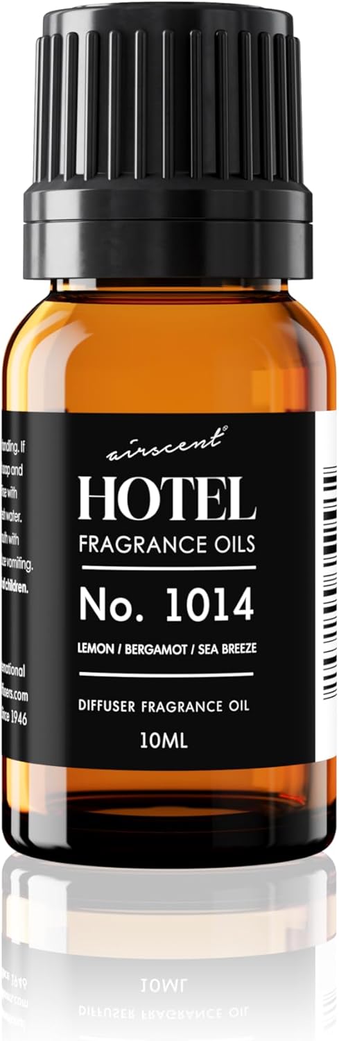 AirScent Hotel Diffuser Oil No. 1014 Inspired by The Iconic 5-Star Hotel Coastal Blend - Lemon Bergamot Sea Breeze - 10 mL .34 fl oz - Fragrance Oil for Ultrasonic and Waterless Diffusers and Crafting