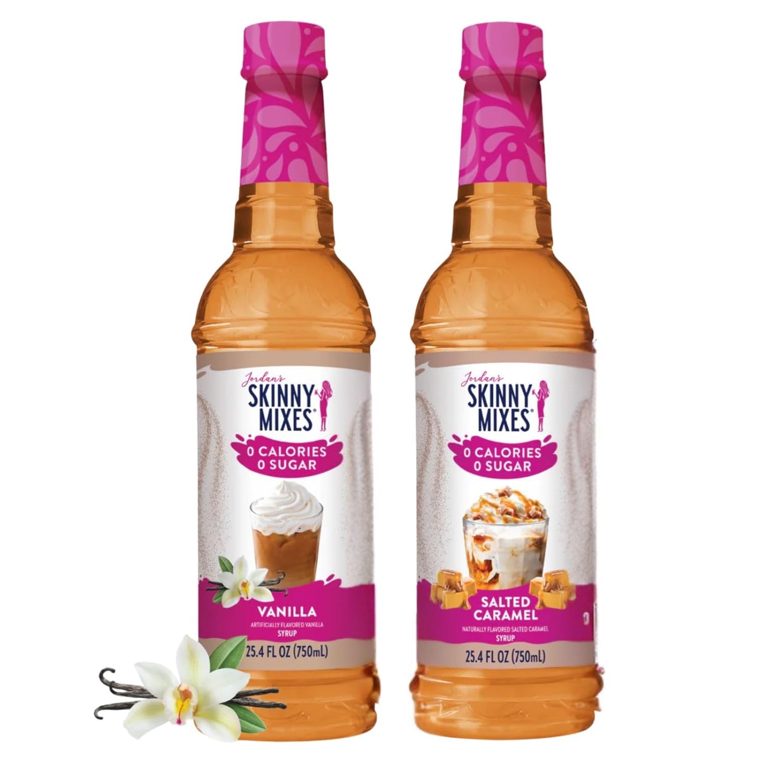 Jordans Skinny Traditional Sugar Free Syrups 750 ml 2 Bottles (Salted Caramel & Vanilla)