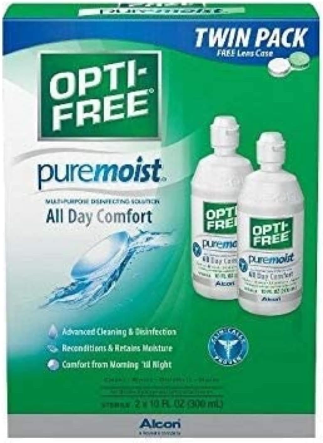 Opti-Free Puremoist Multi-Purpose Disinfecting Solution, Twin Pack, 10 Ounces Per Bottle