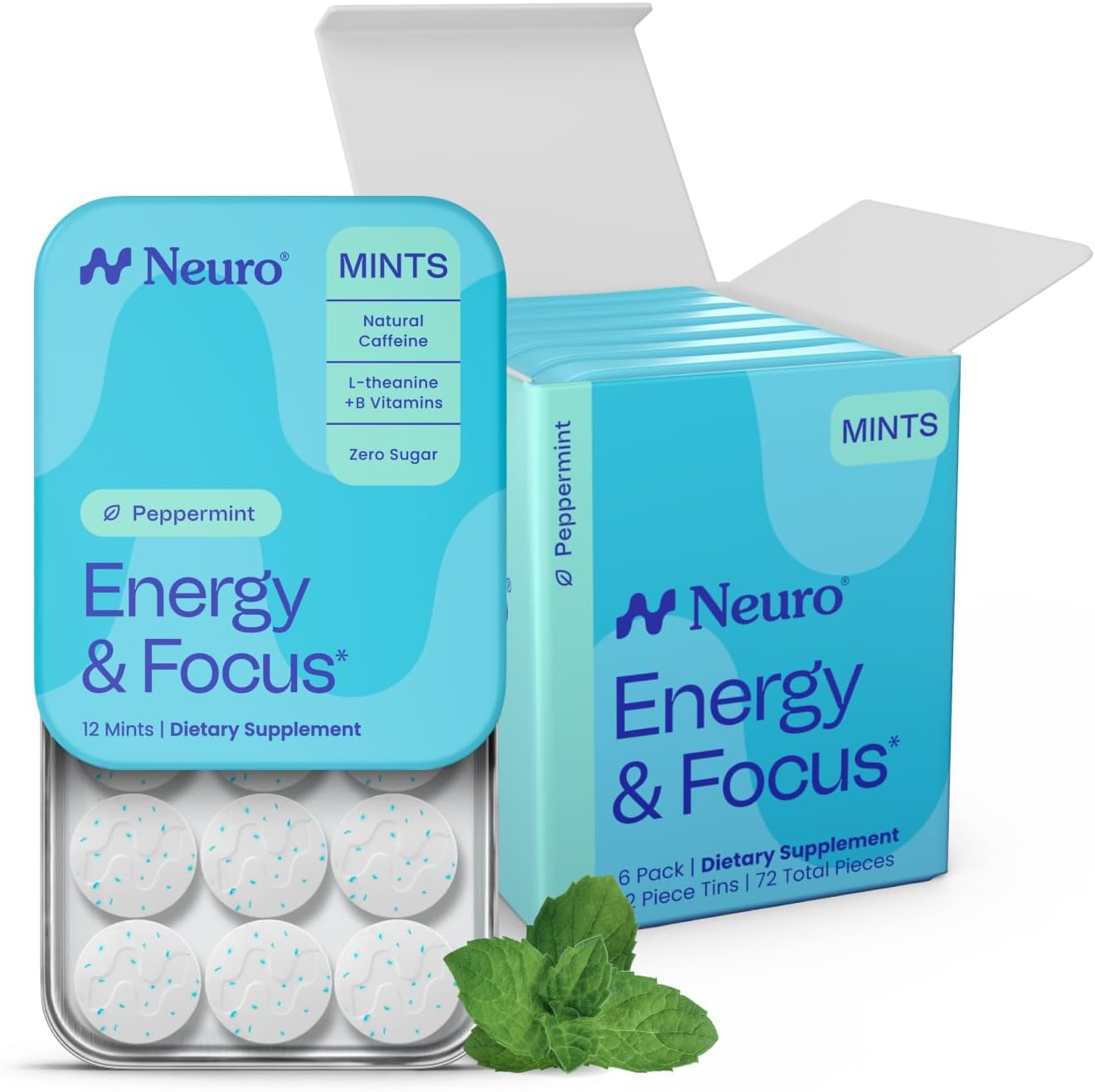 Neuro Energy & Focus Mints, Peppermint, 72 Count